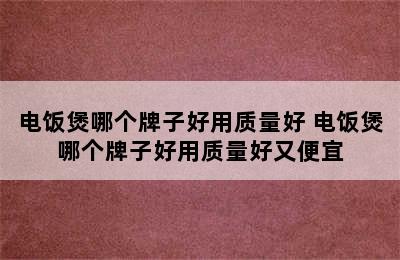 电饭煲哪个牌子好用质量好 电饭煲哪个牌子好用质量好又便宜